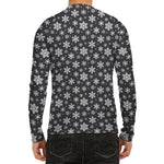 White And Grey Snowflake Pattern Print Men's Long Sleeve Rash Guard
