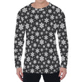 White And Grey Snowflake Pattern Print Men's Long Sleeve T-Shirt