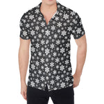 White And Grey Snowflake Pattern Print Men's Shirt