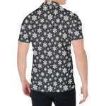 White And Grey Snowflake Pattern Print Men's Shirt
