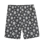 White And Grey Snowflake Pattern Print Men's Sports Shorts