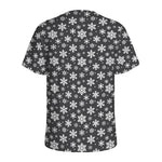 White And Grey Snowflake Pattern Print Men's Sports T-Shirt