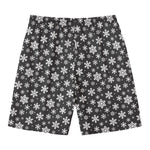 White And Grey Snowflake Pattern Print Men's Swim Trunks
