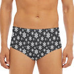 White And Grey Snowflake Pattern Print Men's Triangle Swim Briefs
