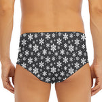 White And Grey Snowflake Pattern Print Men's Triangle Swim Briefs