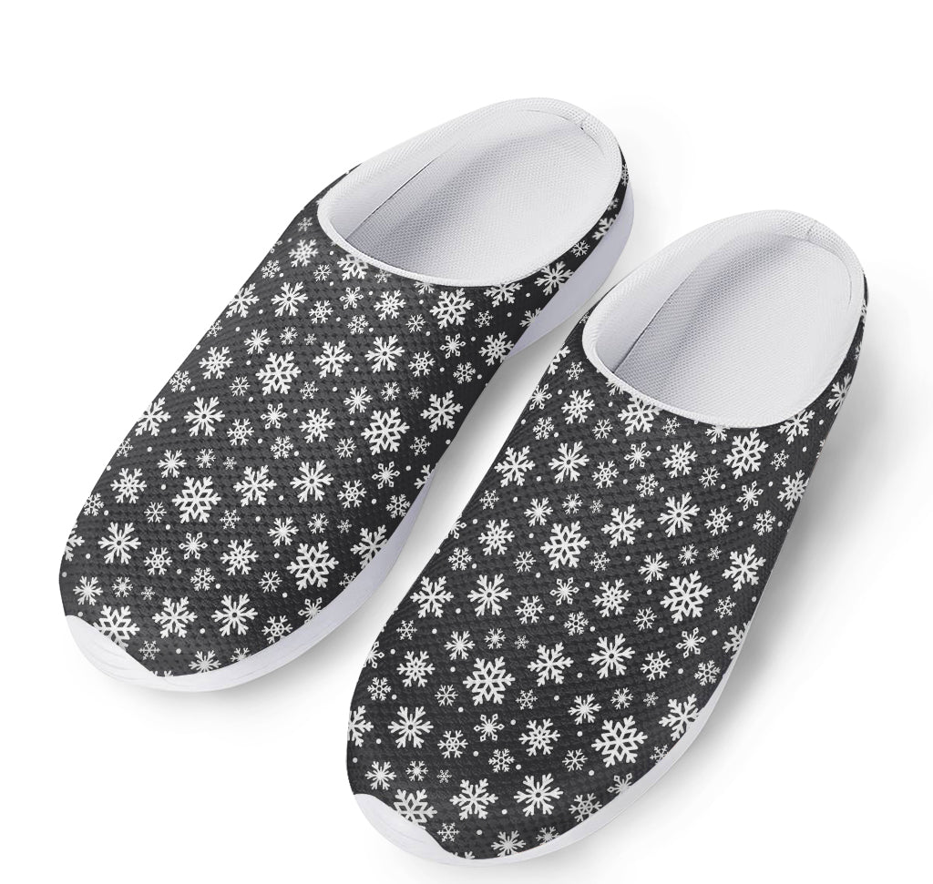 White And Grey Snowflake Pattern Print Mesh Casual Shoes