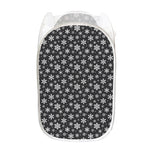 White And Grey Snowflake Pattern Print Mesh Laundry Hamper