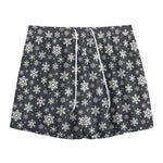 White And Grey Snowflake Pattern Print Mesh Shorts