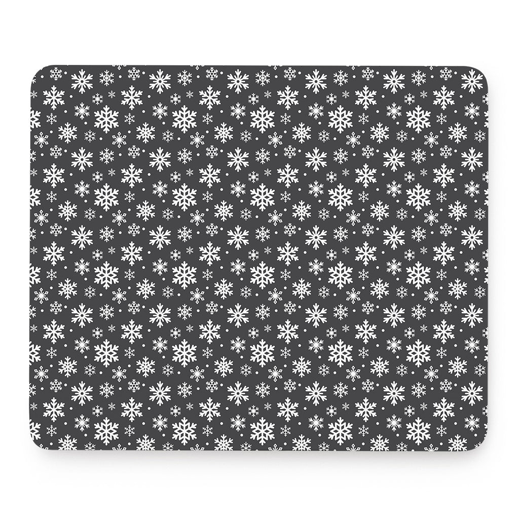 White And Grey Snowflake Pattern Print Mouse Pad