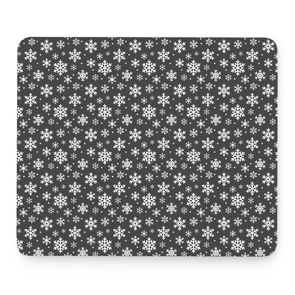 White And Grey Snowflake Pattern Print Mouse Pad