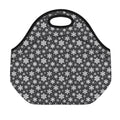 White And Grey Snowflake Pattern Print Neoprene Lunch Bag