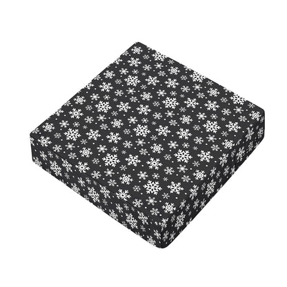 White And Grey Snowflake Pattern Print Outdoor Seat Cushion Cover
