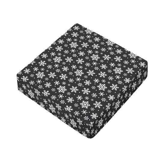 White And Grey Snowflake Pattern Print Outdoor Seat Cushion Cover