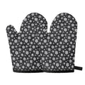 White And Grey Snowflake Pattern Print Oven Mitts