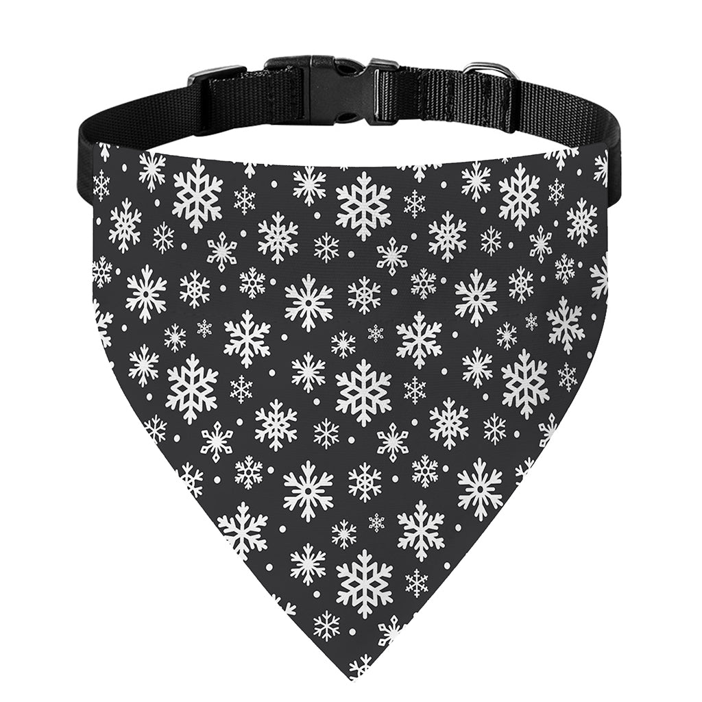 White And Grey Snowflake Pattern Print Over The Collar Dog Bandana