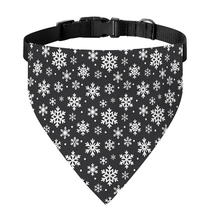White And Grey Snowflake Pattern Print Over The Collar Dog Bandana