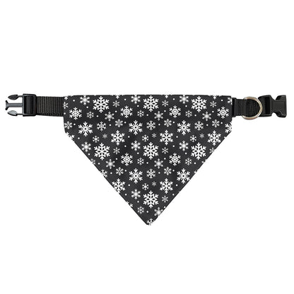 White And Grey Snowflake Pattern Print Over The Collar Dog Bandana