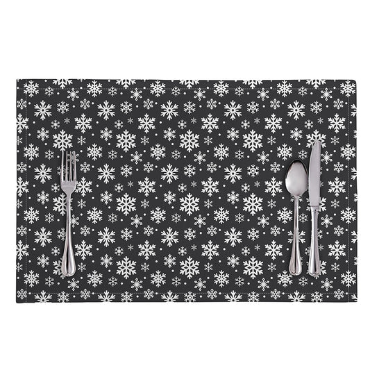 White And Grey Snowflake Pattern Print Placemat
