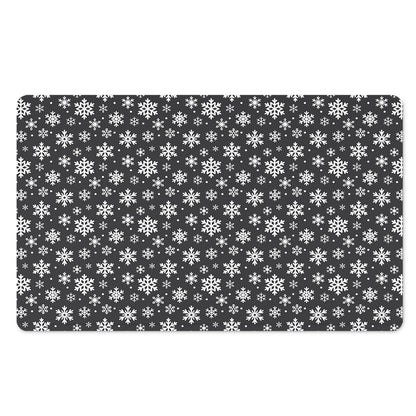 White And Grey Snowflake Pattern Print Polyester Doormat