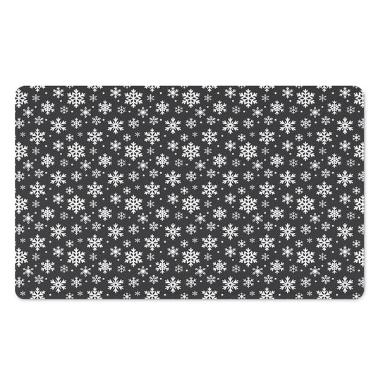White And Grey Snowflake Pattern Print Polyester Doormat
