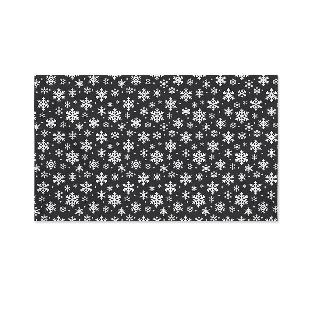 White And Grey Snowflake Pattern Print Polyester Flag