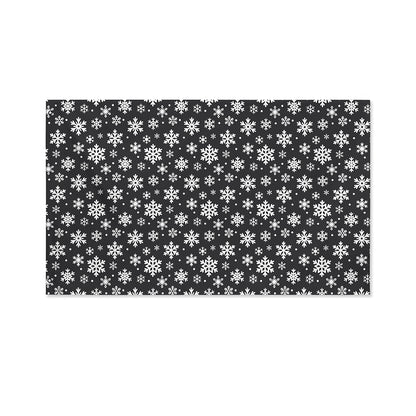 White And Grey Snowflake Pattern Print Polyester Flag