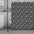 White And Grey Snowflake Pattern Print Polyester Shower Curtain