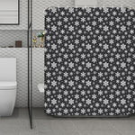 White And Grey Snowflake Pattern Print Polyester Shower Curtain