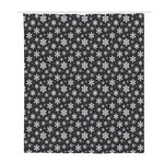 White And Grey Snowflake Pattern Print Polyester Shower Curtain