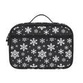 White And Grey Snowflake Pattern Print Portable Lunch Bag