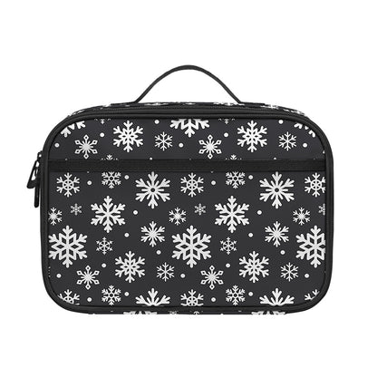 White And Grey Snowflake Pattern Print Portable Lunch Bag