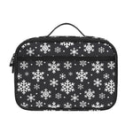 White And Grey Snowflake Pattern Print Portable Lunch Bag