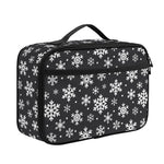White And Grey Snowflake Pattern Print Portable Lunch Bag