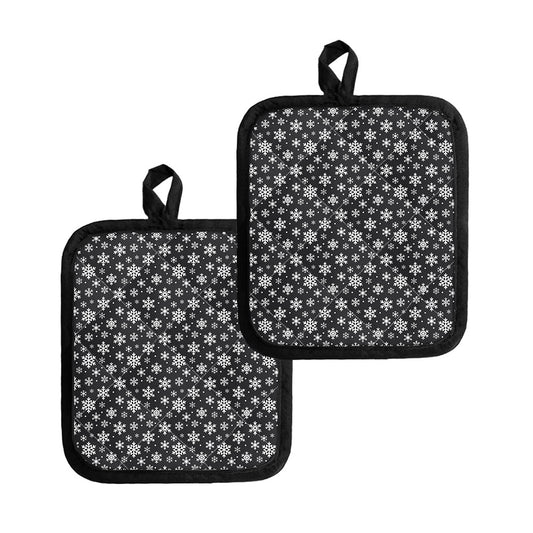 White And Grey Snowflake Pattern Print Pot Holders
