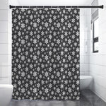White And Grey Snowflake Pattern Print Premium Shower Curtain