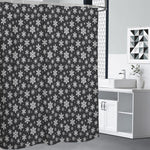 White And Grey Snowflake Pattern Print Premium Shower Curtain