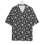 White And Grey Snowflake Pattern Print Rayon Hawaiian Shirt