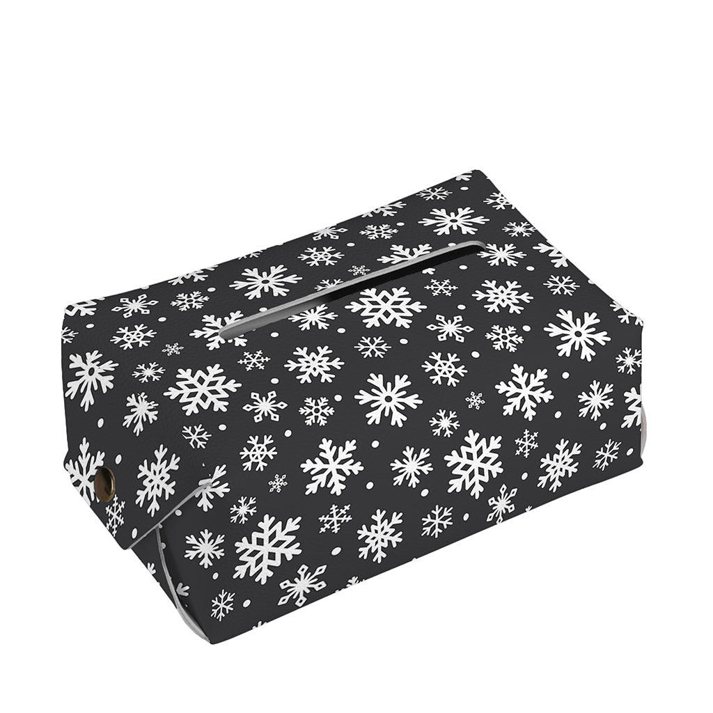 White And Grey Snowflake Pattern Print Rectangle Tissue Box Cover