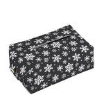 White And Grey Snowflake Pattern Print Rectangle Tissue Box Cover