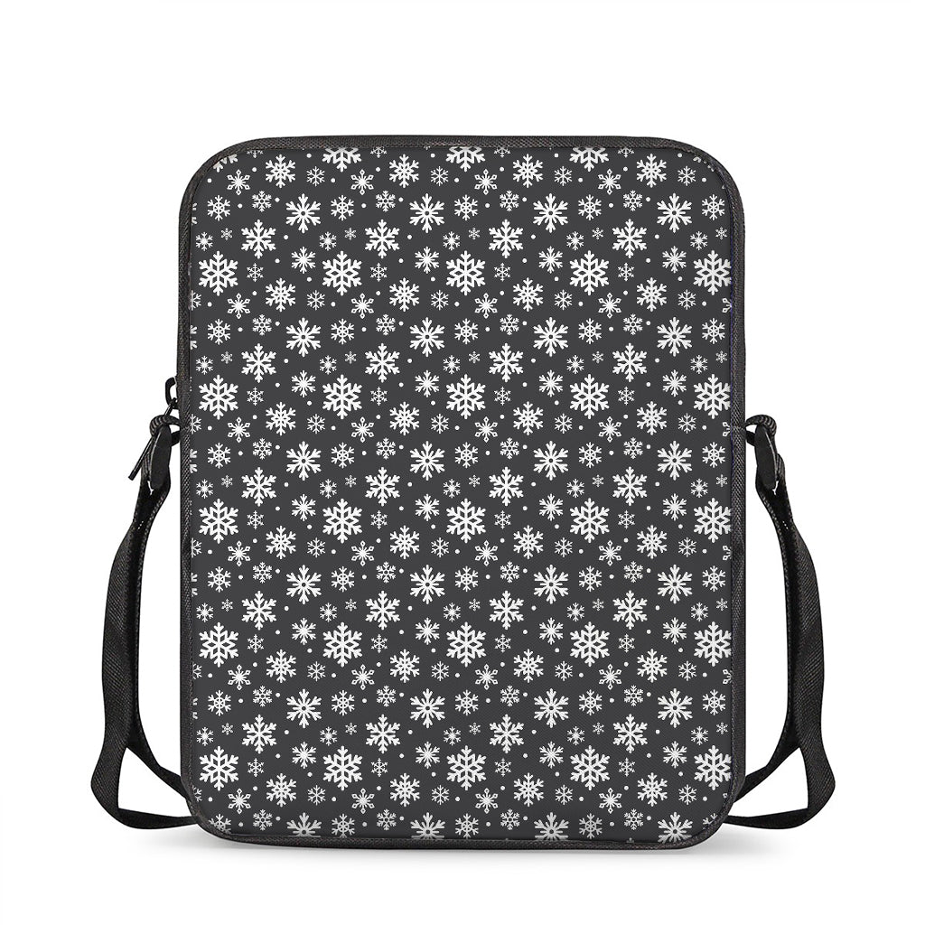 White And Grey Snowflake Pattern Print Rectangular Crossbody Bag