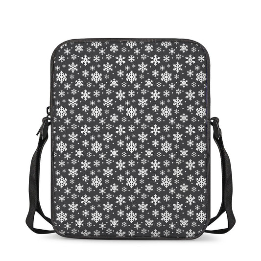 White And Grey Snowflake Pattern Print Rectangular Crossbody Bag