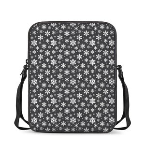 White And Grey Snowflake Pattern Print Rectangular Crossbody Bag