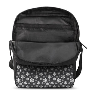 White And Grey Snowflake Pattern Print Rectangular Crossbody Bag