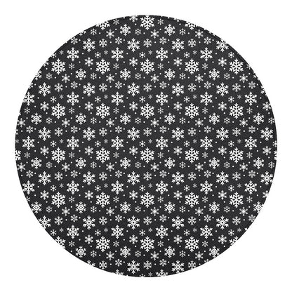 White And Grey Snowflake Pattern Print Round Blanket