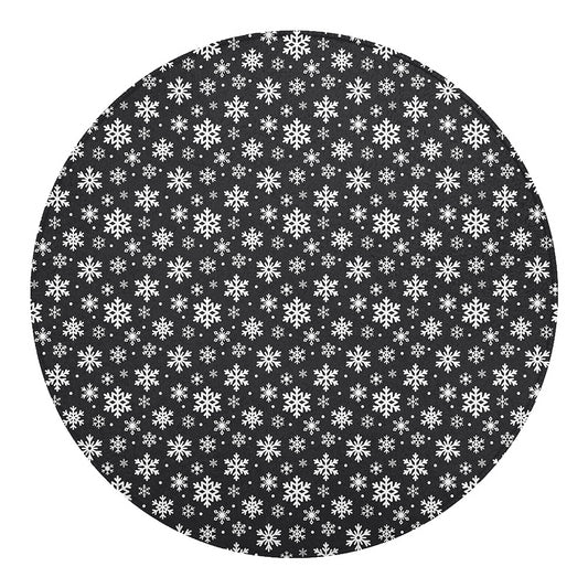 White And Grey Snowflake Pattern Print Round Blanket
