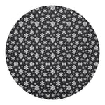 White And Grey Snowflake Pattern Print Round Blanket