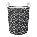 White And Grey Snowflake Pattern Print Round Laundry Basket