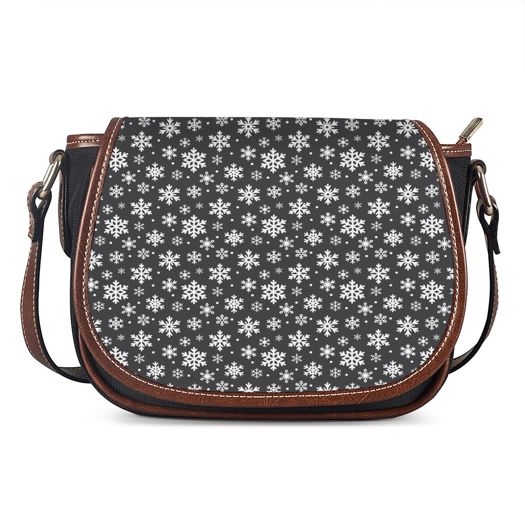 White And Grey Snowflake Pattern Print Saddle Bag