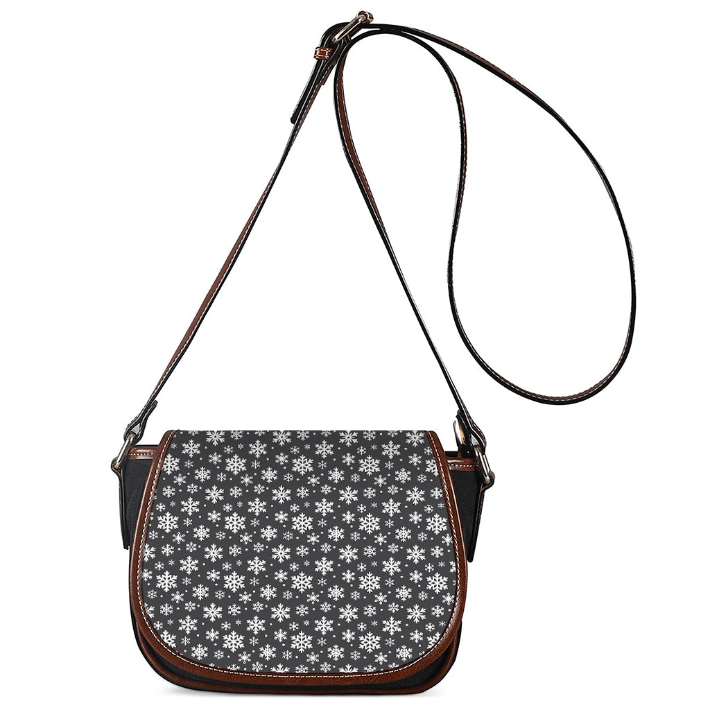 White And Grey Snowflake Pattern Print Saddle Bag