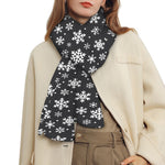 White And Grey Snowflake Pattern Print Scarf